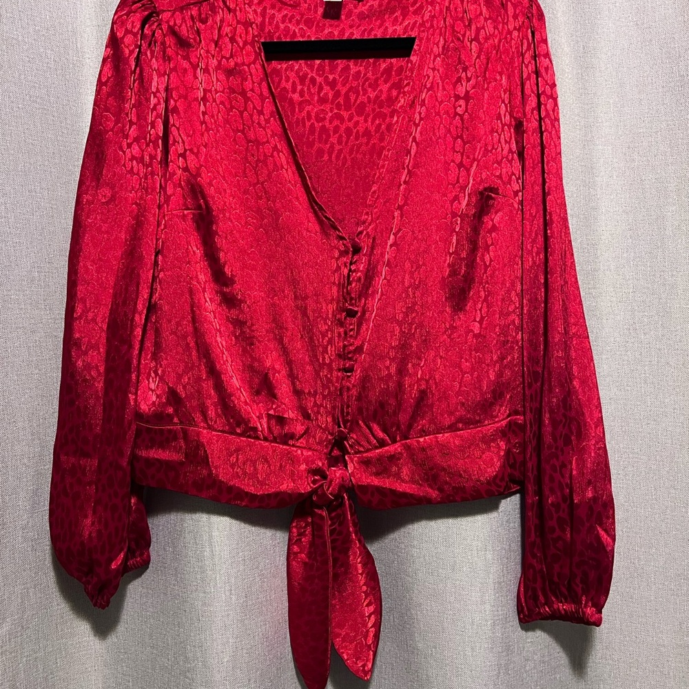 MICHAEL Michael Kors Red Tie-Front Blouse